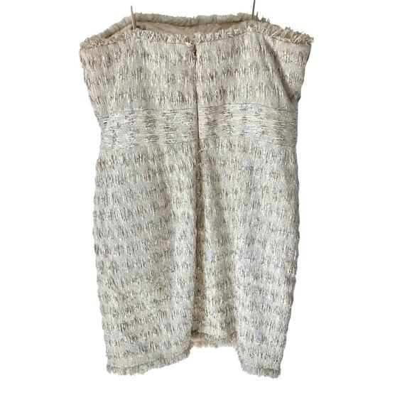 Theia Textured Silver Iridescent Strapless Metallic Dress Strapless size 14 - Picture 5 of 8